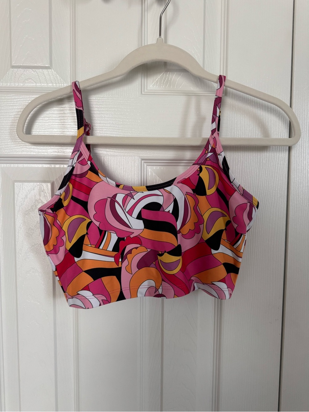 Beach Riot Hot Pink Abstract Strappy Crop Top